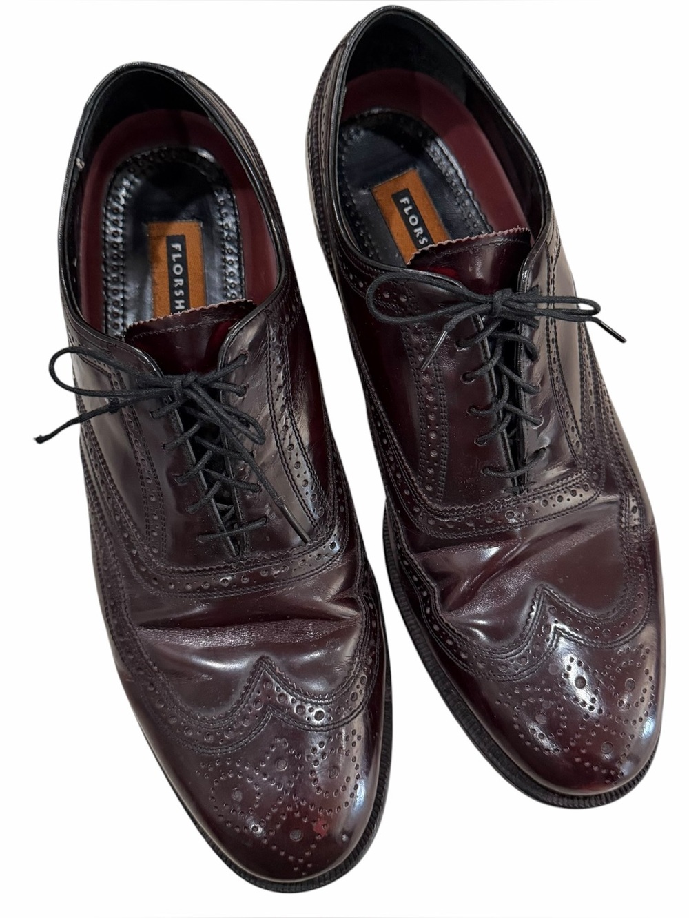 Florsheim Men’s 11 Lexington Wingtip Dress Shoes Burgundy Leather Oxfords S5